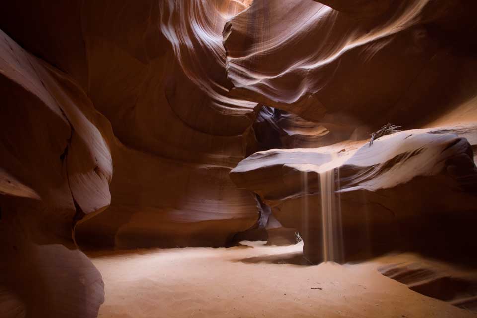 canyon interior with sand sliding down