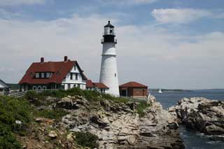 Lighthouse on a rocky shoreline